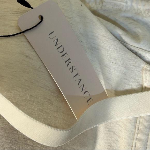 Understance Plunge Cotton Bra 36B White Melange Beige Wireless U20810673 NEW - Picture 3 of 9